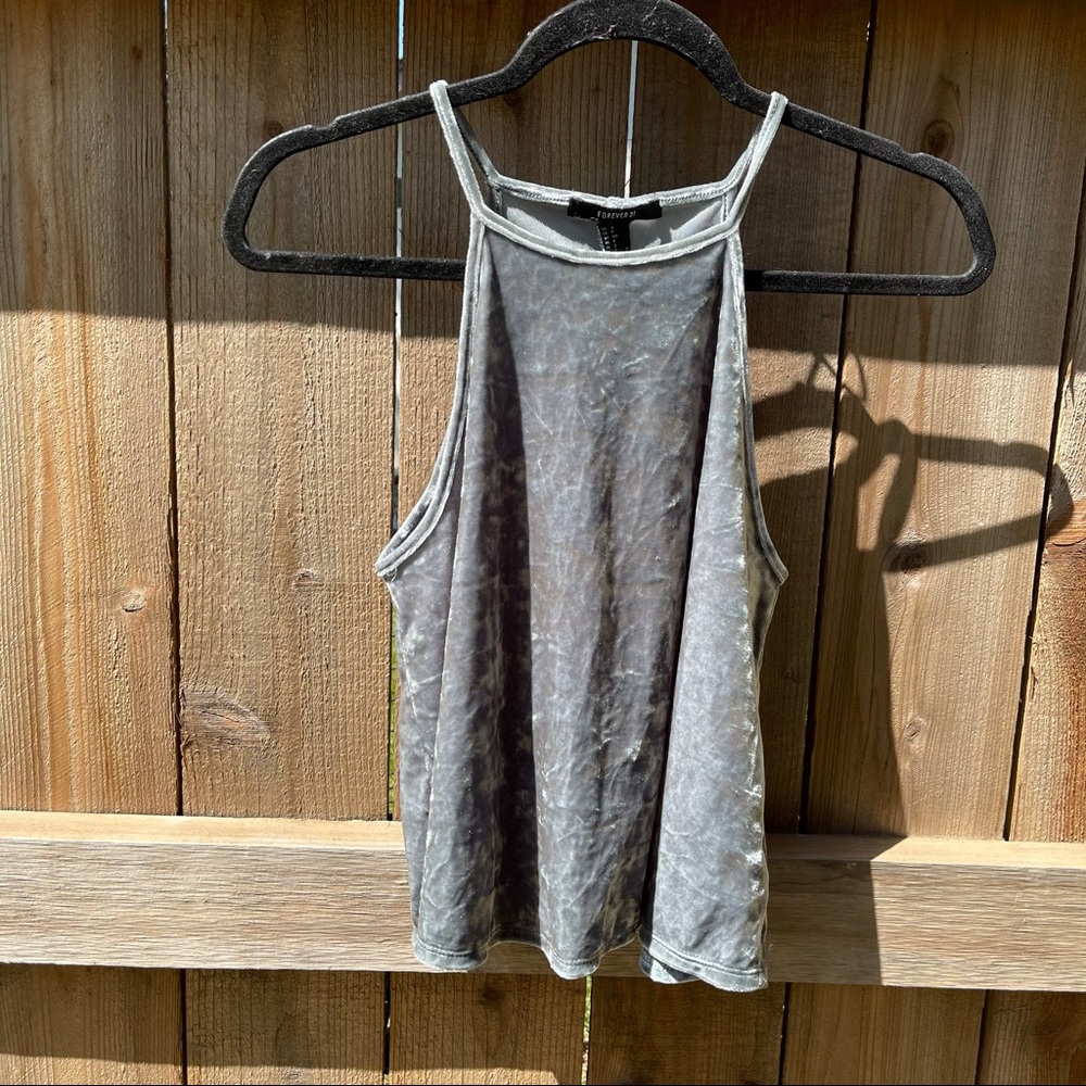 forever 21 • green velvet tank top